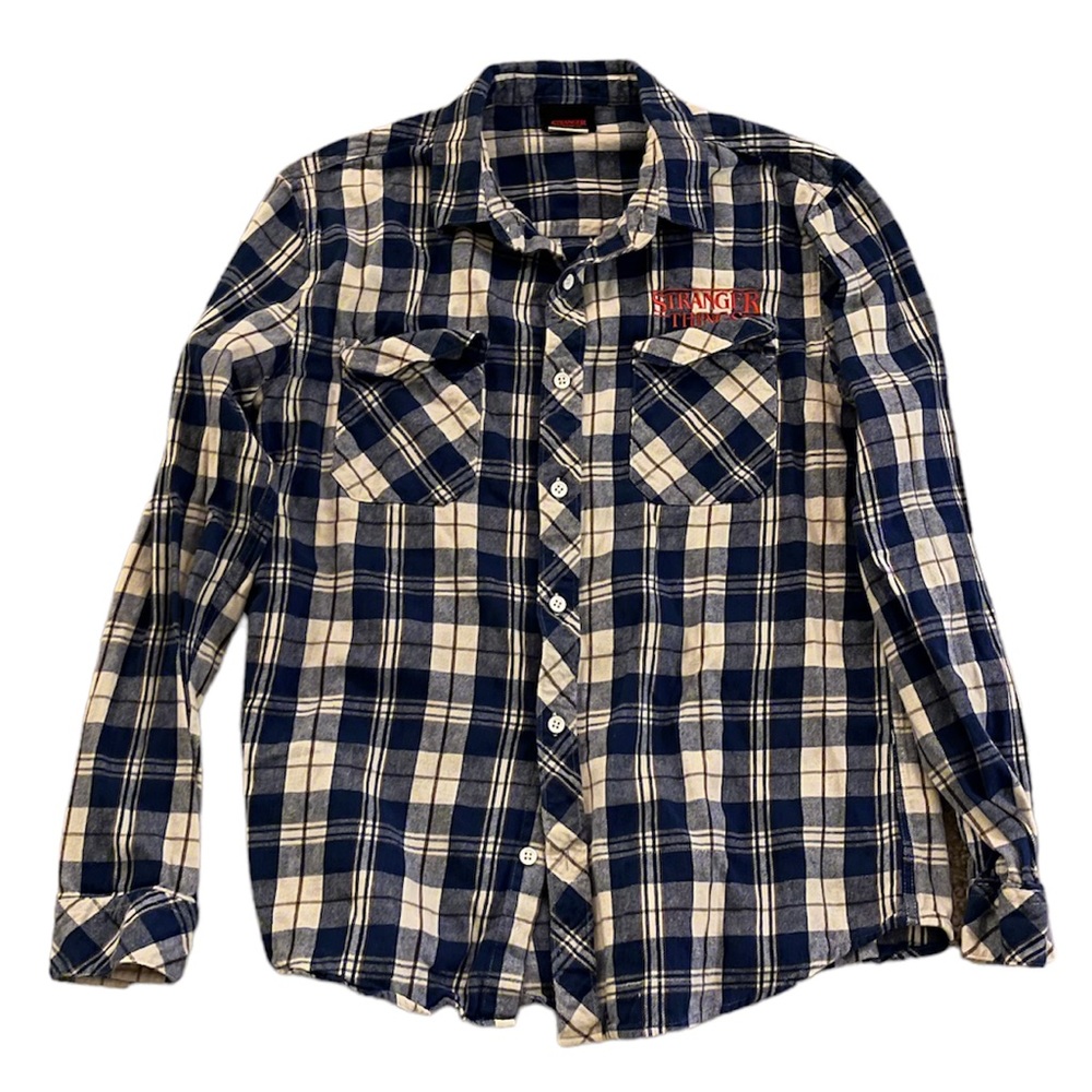 Netflix Stranger Things  Long Sleeve Flannel Button Up Shirt